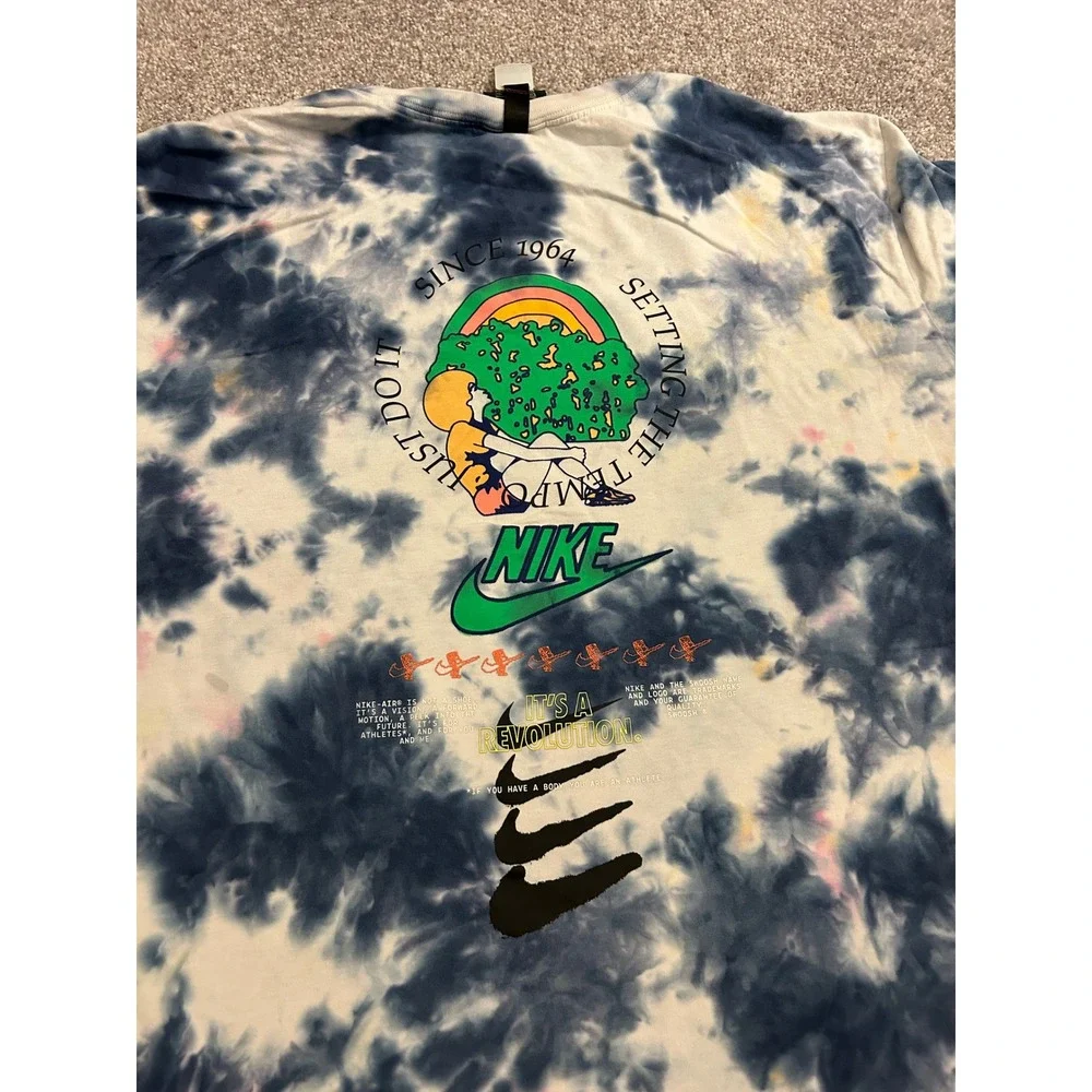 Nike T-Shirt Mens 3XL Blue Pink Tie Dye Excellent Graphic Its A Revolution Tee